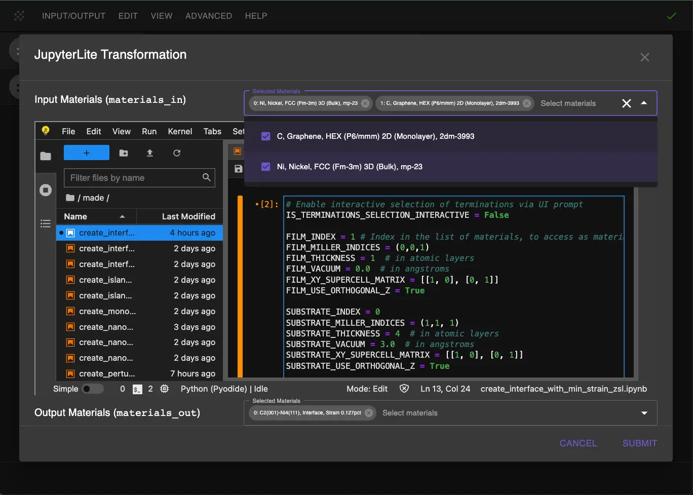 Interface Parameters